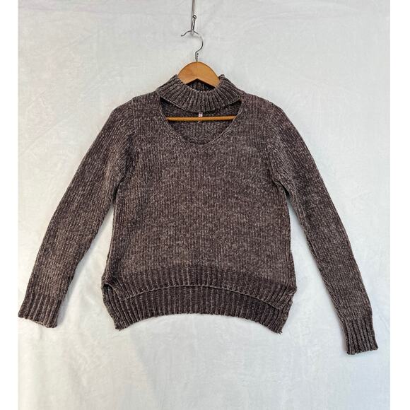 Love By Design SOFT Sweater SMALL Gray Chenille Knit Collar Sexy Cutout DISTRESS - Picture 14 of 16